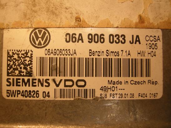 Блок управления двигателем (ECU)AUDI, VW 06A906033JA