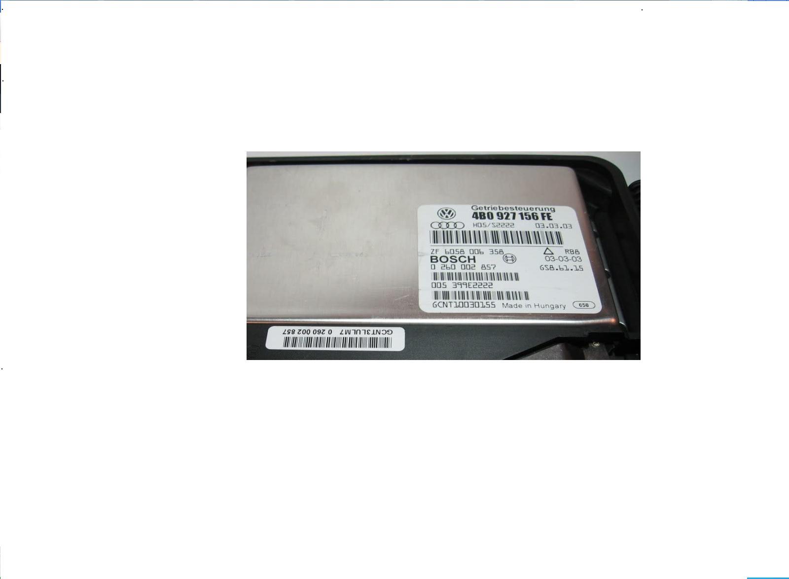Блок управления двигателем (ECU) AUDI, VW 4B0927156FE