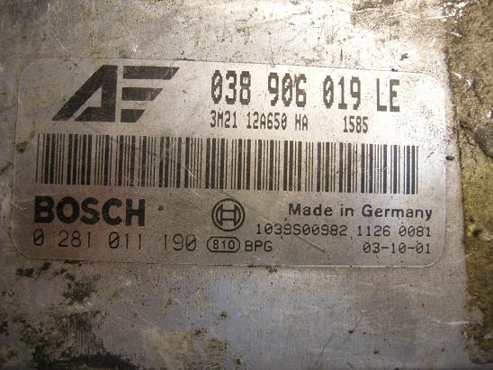 Блок управления двигателем (ECU)AUDI, VW 038906019LE