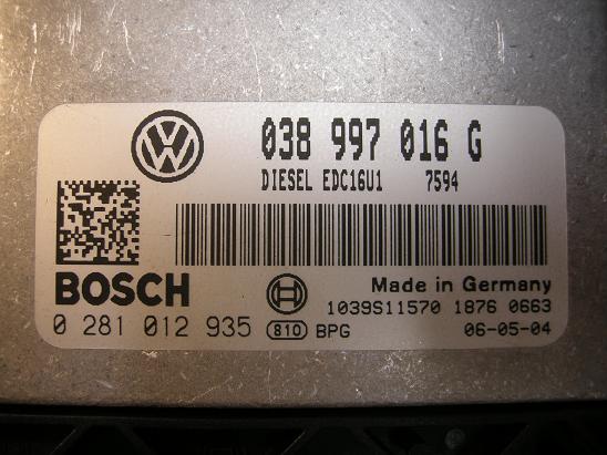 Блок управления двигателем (ECU) AUDI, VW 038997016G