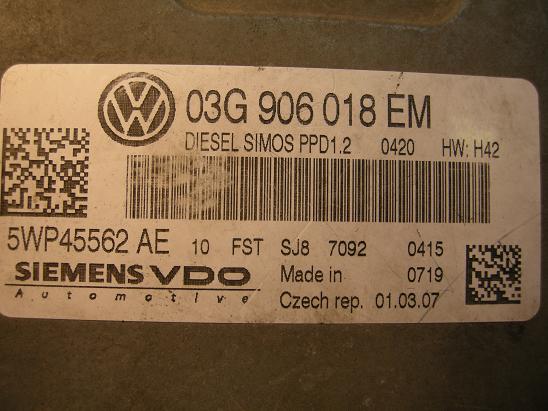 Блок управления двигателем AUDI, VW 03G906018EM