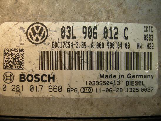 Блок управления двигателем AUDI, VW 03L906012C