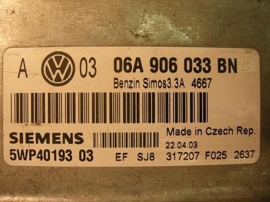 Блок управления двигателем AUDI, VW 06A906033BN