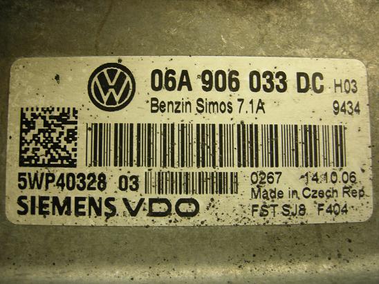 Блок управления двигателем AUDI, VW 06A906033DC