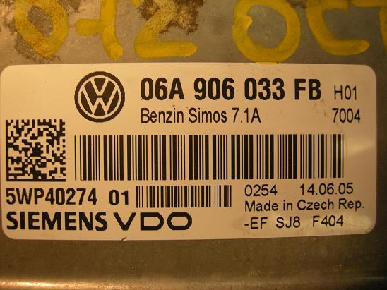 Блок управления двигателем AUDI, VW 06A906033FB