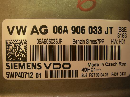 Блок управления двигателем AUDI, VW 06A906033JT
