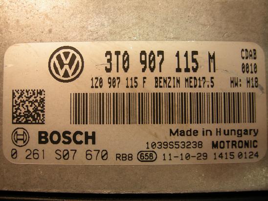 Блок управления двигателем AUDI, VW 3T0907115M