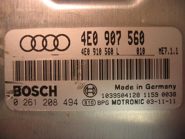 Блок управления двигателем AUDI, VW 4E0907560
