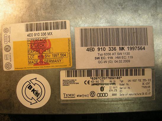 Блок управления двигателем AUDI, VW 4E0910336MX