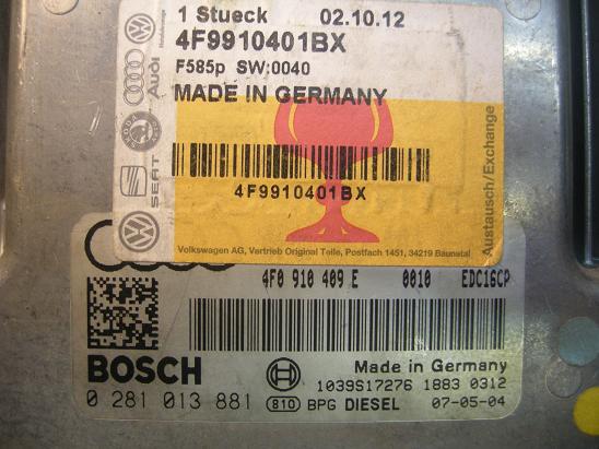 Блок управления двигателем AUDI, VW 4F9910401BX