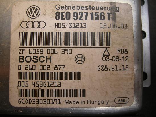 Блок управления двигателем (ECU)Airbag (SRS) 8E0927156T