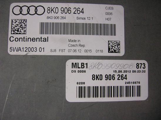 Блок управления двигателем AUDI, VW 8K0906264