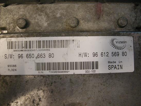 Блок управления двигателем Peugeot&Citroen 96 612 569 80